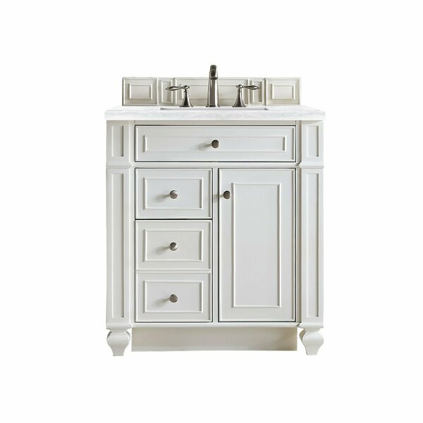 James Martin Vanities Bristol 30in Single Vanity, Bright White w/ 3 CM Arctic Fall Solid Surface Top 157-V30-BW-3AF